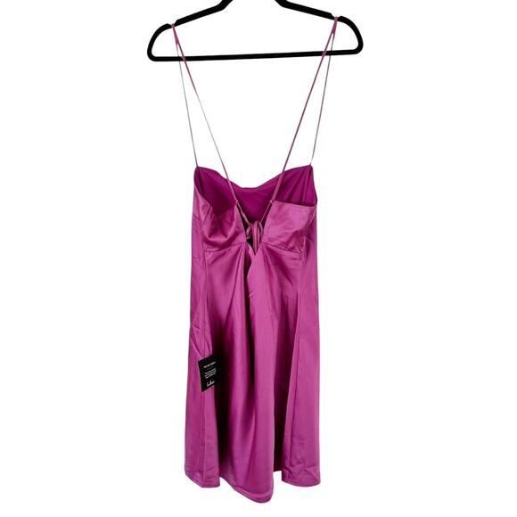 NWT Lulus Chic Allure Lace Up Mini Slip Dress Purple Satin Size Medium - Picture 4 of 7